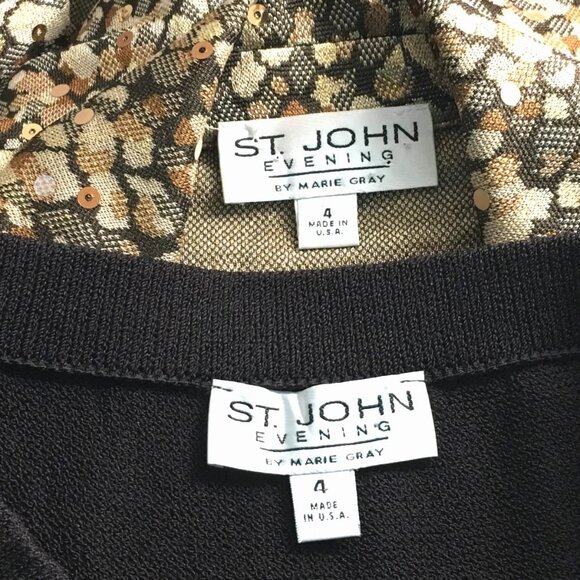 BEAUTIFUL St John evening knit brown multi rhinestones embellished skirt suit 4 - Picture 10 of 10